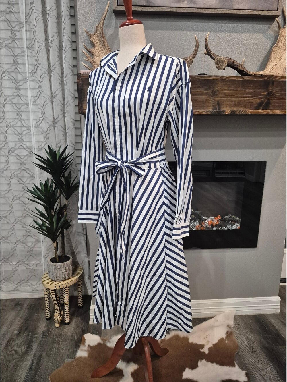New Ralph Lauren Stripe midi dress size 12 - Picture 4 of 8